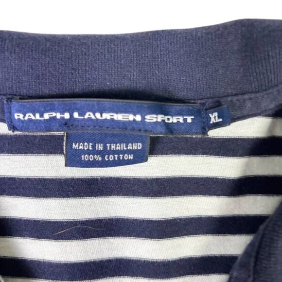 Ralph Lauren Sport Polo Blue White Striped Youth Boys XL Preppy - Picture 3 of 7